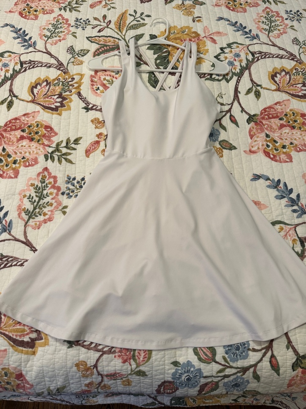Fabletics White Athletic Dress with Cross-Back Straps